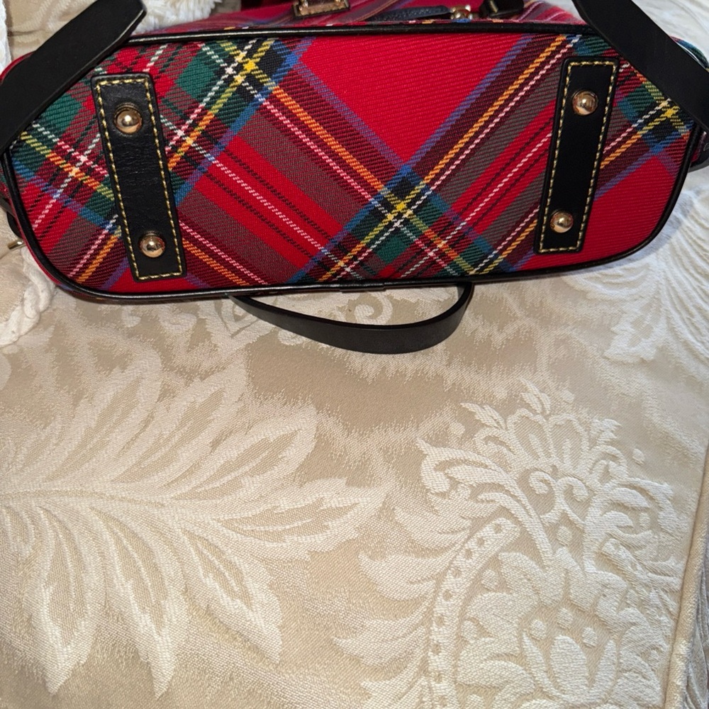 Dooney & Bourke Red and Blue Plaid Backpack - Picture 3 of 7
